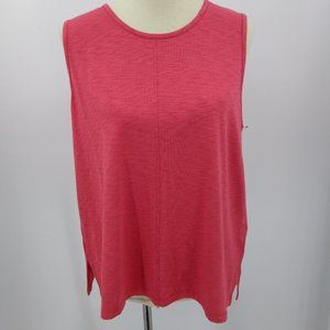 Sigrid Olsen XL Tank Top Salmon Red Tunic Slits Crew Neck
